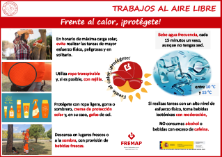 AGFI: CONDICIONES AMBIENTALES: CARTEL: PROTÉGETE DEL CALOR CUANDO TRABAJES A LA INTEMPERIE: ME-CAR-443